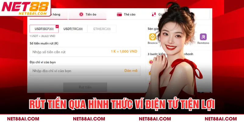 Rút tiền qua hình thức ví điện tử tiện lợi